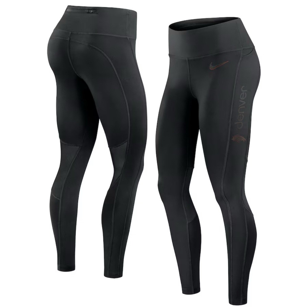 Women's XXL Nike Black Denver Broncos Edge Wordmark Dri-FIT Leggings NWT 2XL‎